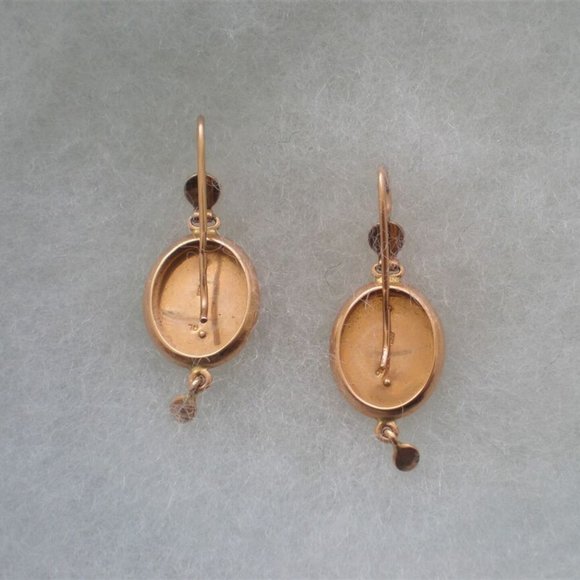 Antique Vintage Russian USSR 14K 583 Rose Pink Gold 3D Dangle Drop EARRINGS # 2 - Picture 8 of 10